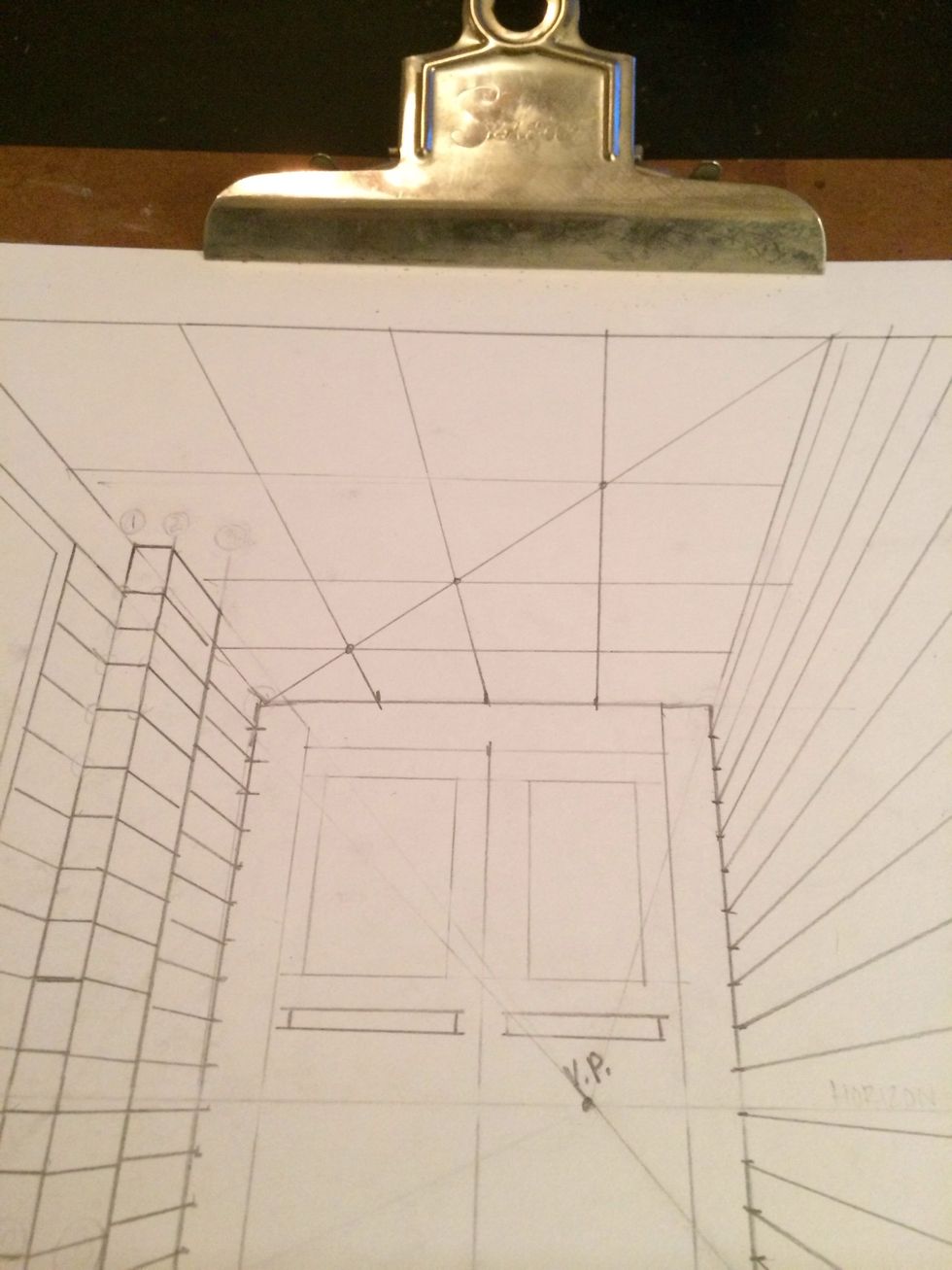 How to draw a hallway in 1-point perspective, part 3 - B+C Guides