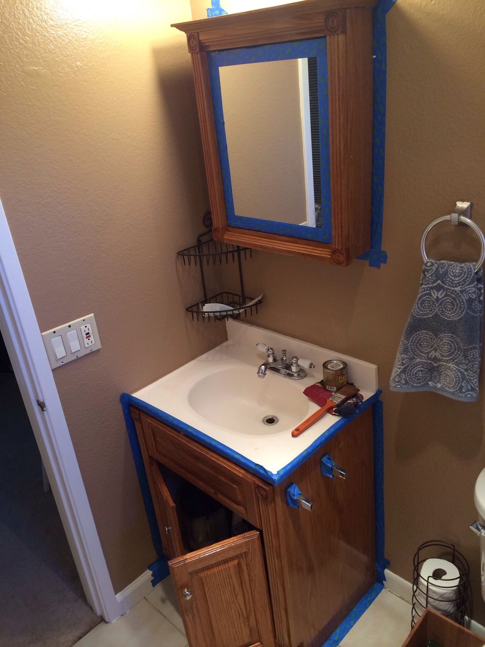 Picture of How to refinish an old water damaged bathroom vanity - B+C Guides