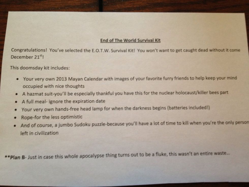 How to make an end of the world survival kit gag gift B+C Guides