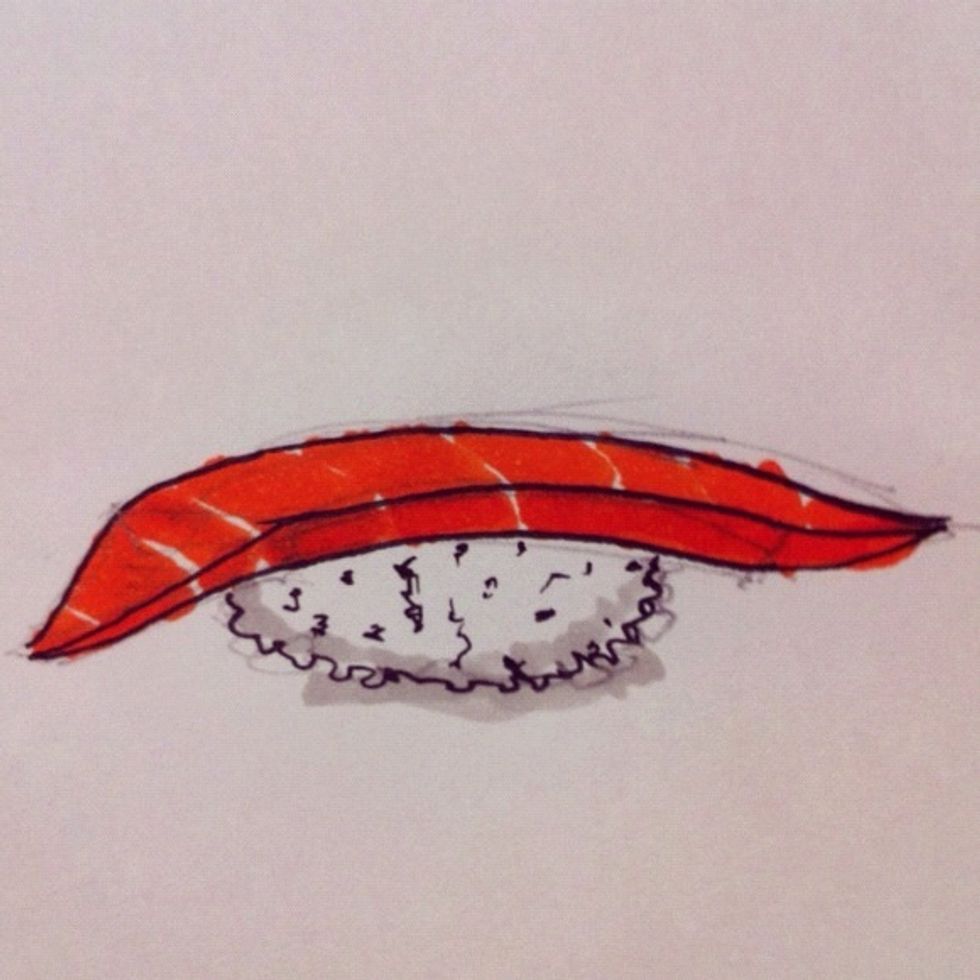 How to draw a salmon sushi B+C Guides