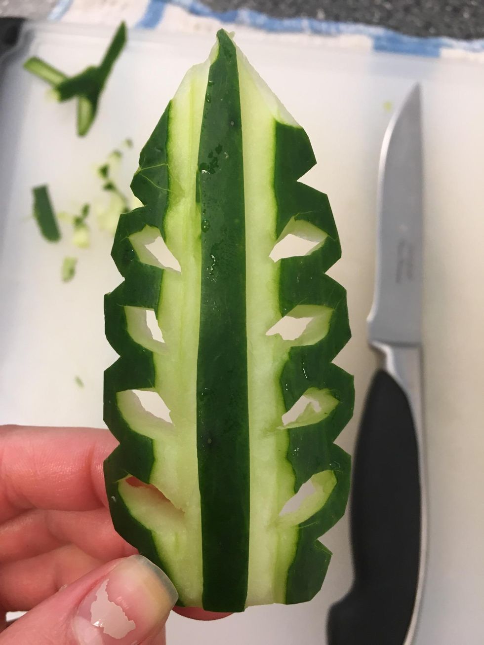 How to make a japanese cucumber leaf garnish B+C Guides