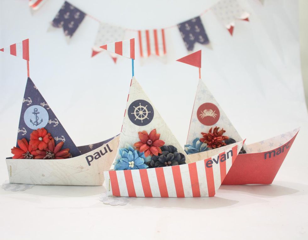 origami sailboat party favor