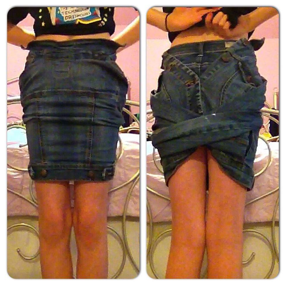 How to make a jean jacket into a skirt B+C Guides