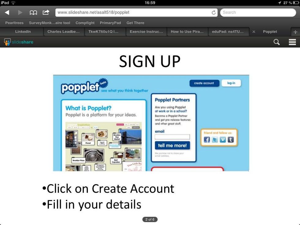 How to sign up for popplet - B+C Guides