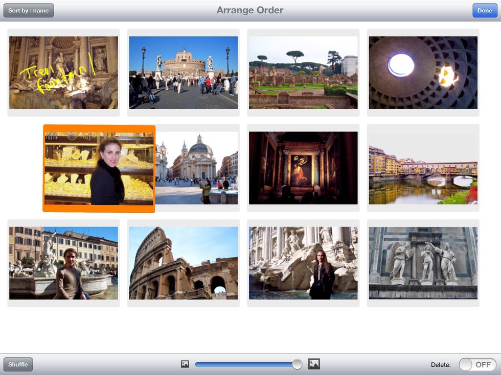 Images are listed in tile view. Move them around with your finger to reorder them.