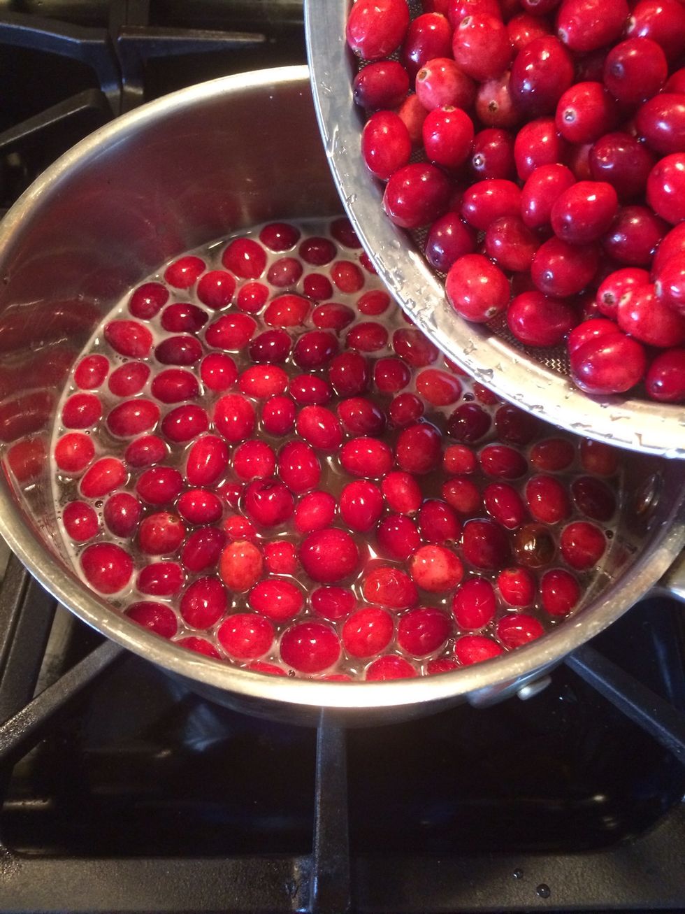 Immediately after, add the cranberries.