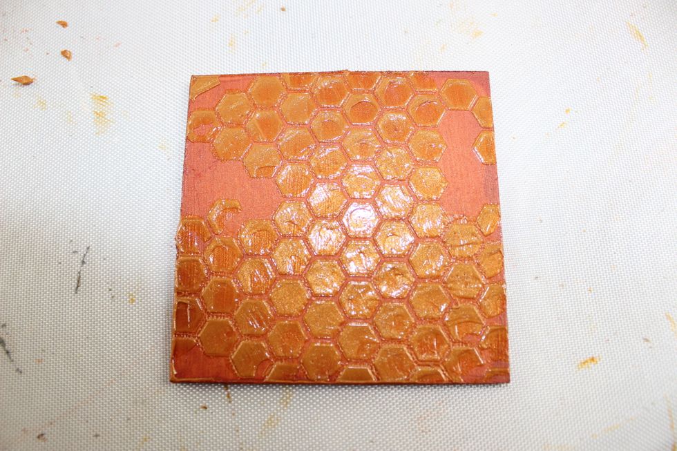 Immediately remove the stencil and set aside to dry.