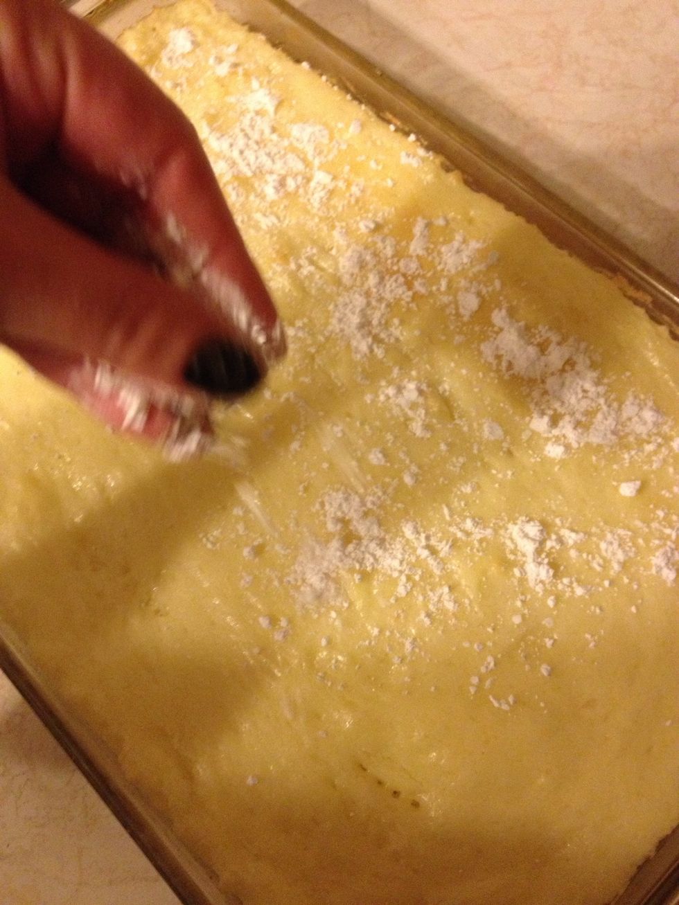 Immediately sprinkle with icing sugar.