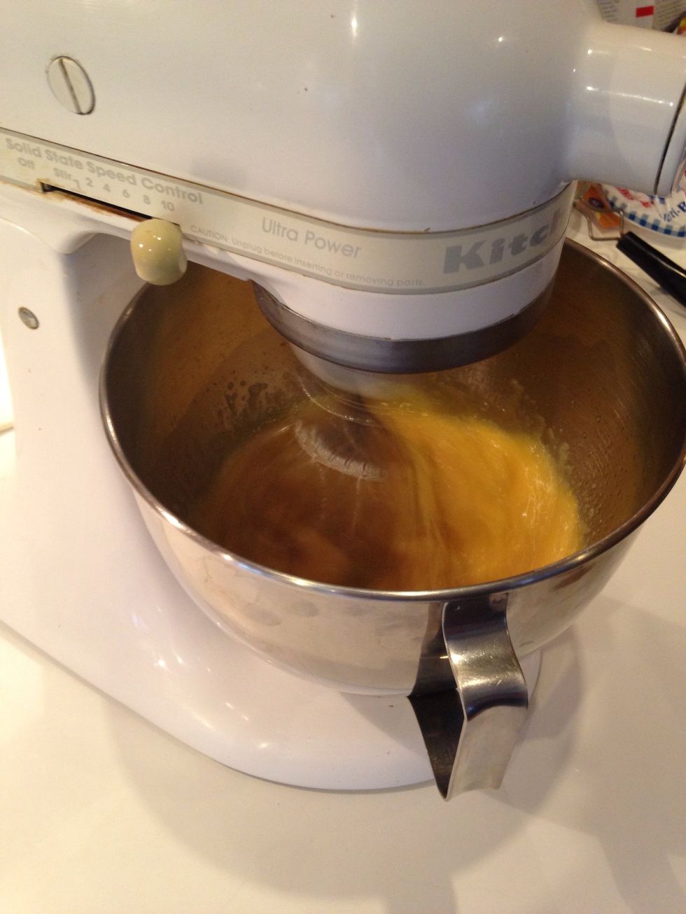 Immediately upon reaching 149* move bowl to stand mixer fitted with wire whisk attachment. Mix for 3 minutes on high. The mixture should be fluffy, light and pale.