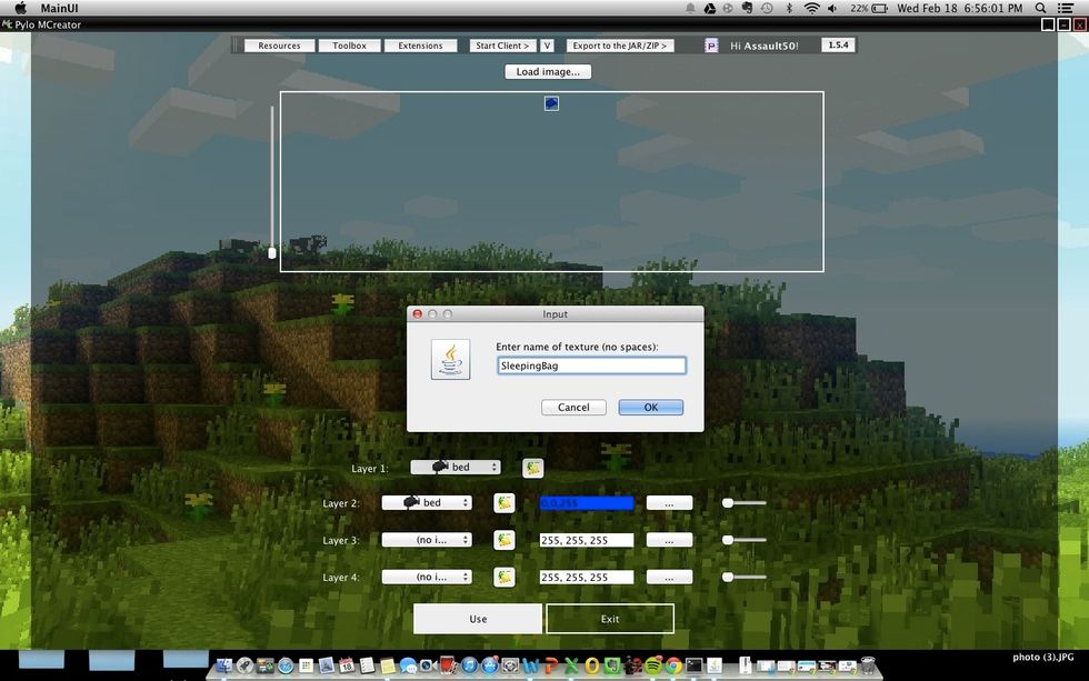 Import a texture or create one with the layers below, then name it, and put it as the block/item texture. NOTE: layers 2-4 give color unless a texture is imported