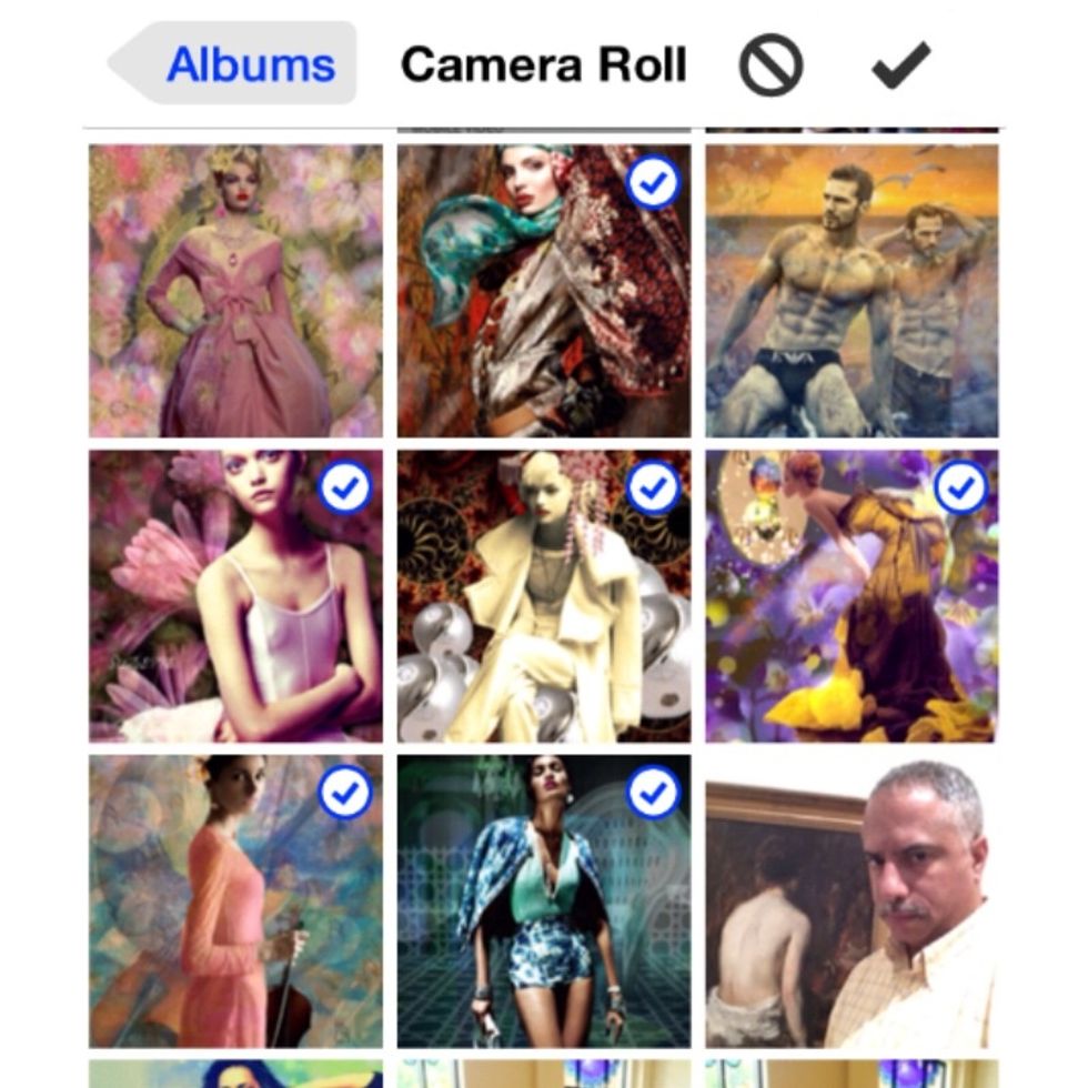 Import photos from your camera roll. Select the check mark when you are done.