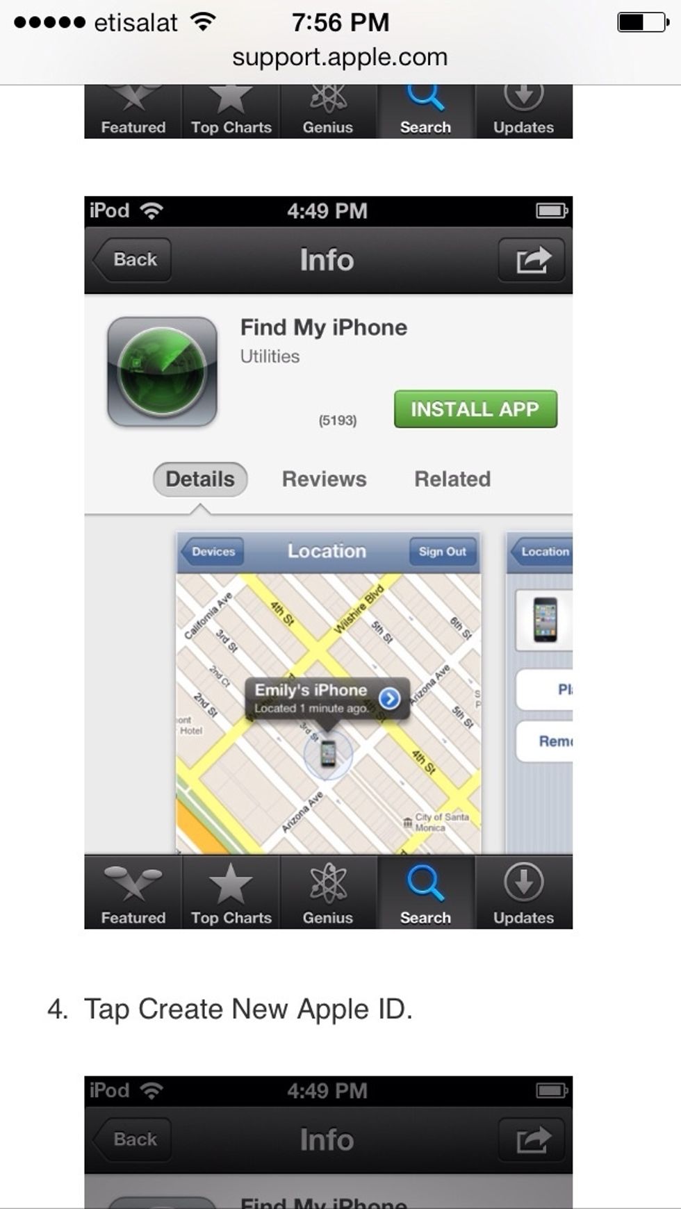 Important: Before proceeding to the next step, you must download and install the free application by tapping Free followed by tapping Install App.