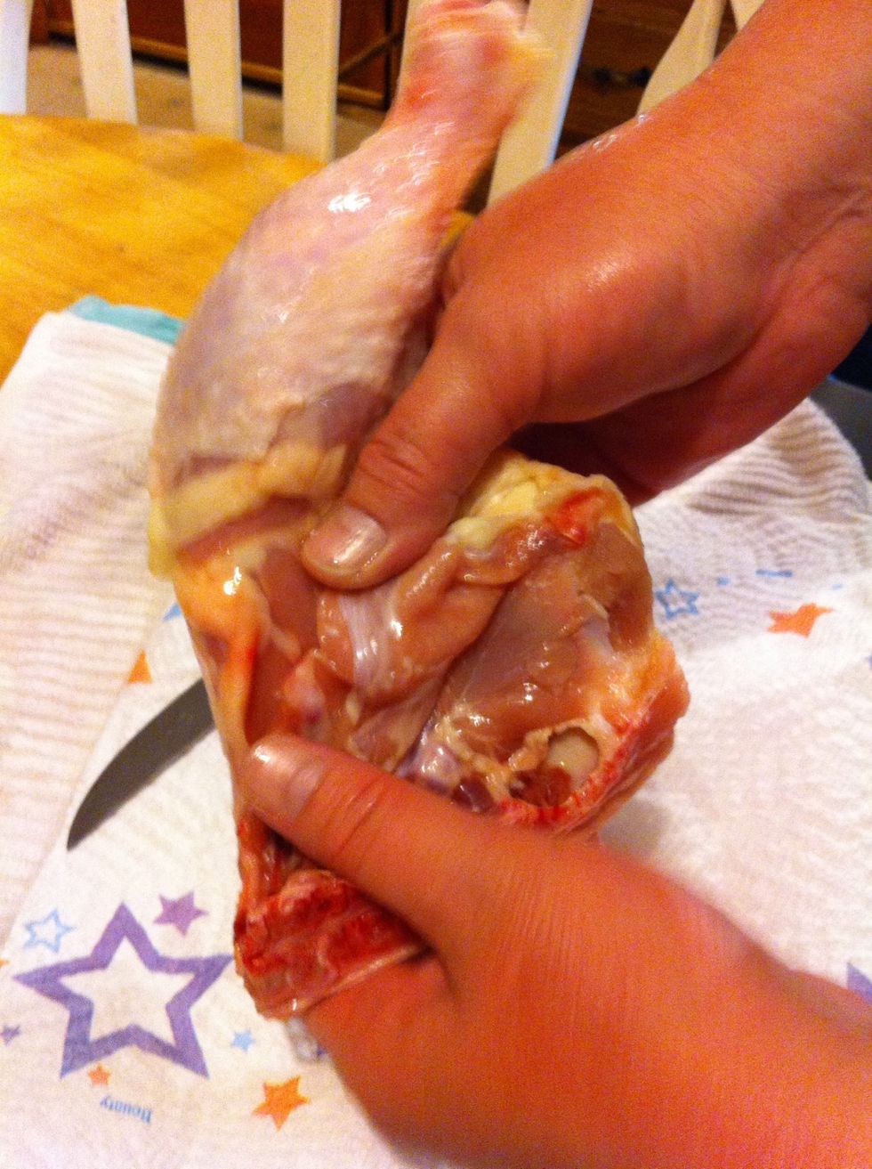 *Important* With thighs its hard to get inside done. Feel on the thigh like this, there are two bones that meet. On the underside, you are pushing up till they release.