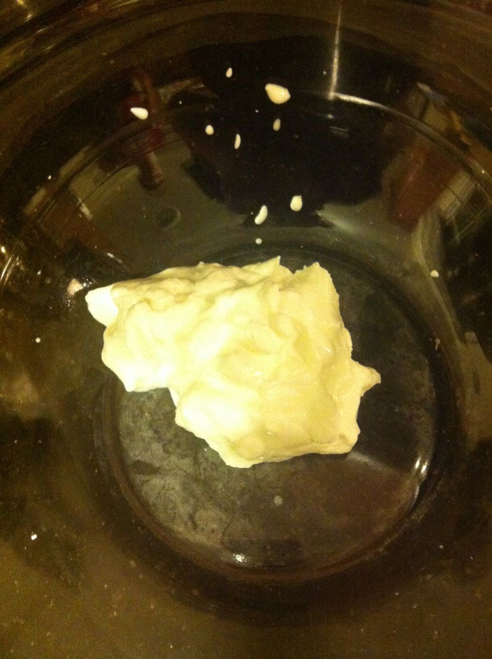 In a bowl, add 1/2 cup sour cream. If you don't have sour cream on hand, you may replace with 1/2 cup yogurt and 1/2 tsp baking soda.