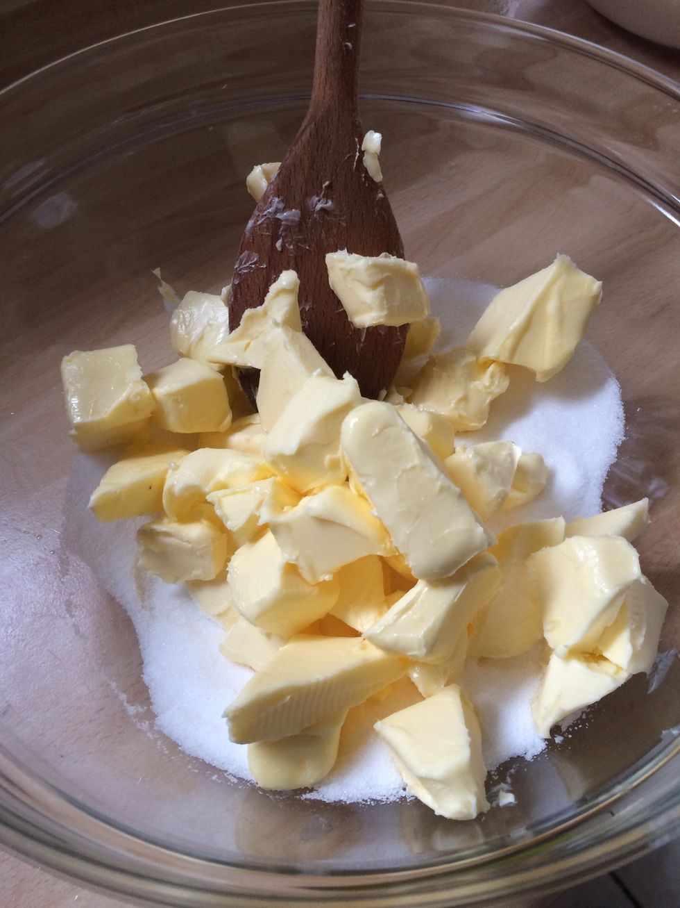 In a bowl, beat the butter and sugar together until soft and creamy.