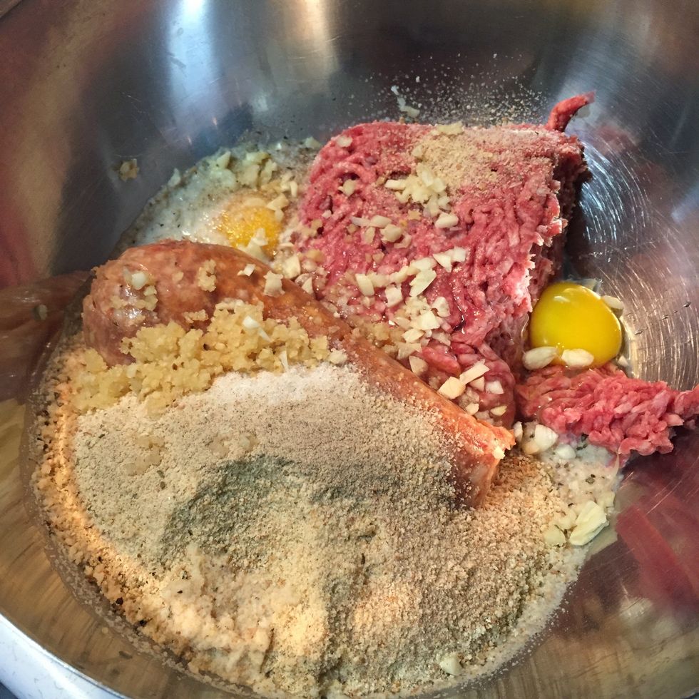 In a bowl, gather all your ingredients and get ready to mix everything up.