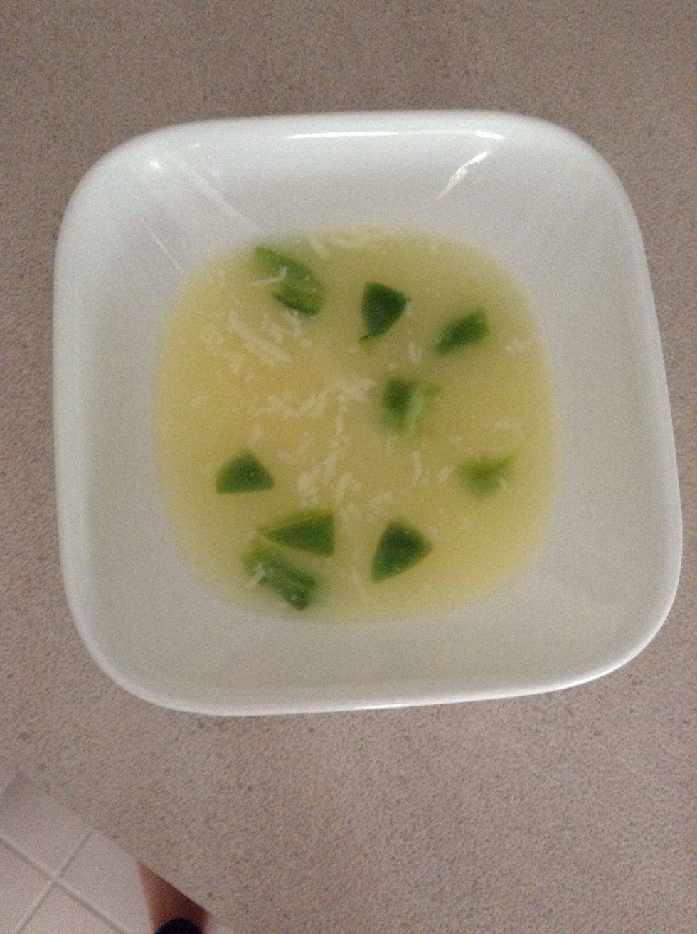 In a bowl I mixed the whites,pepper, and cheese.