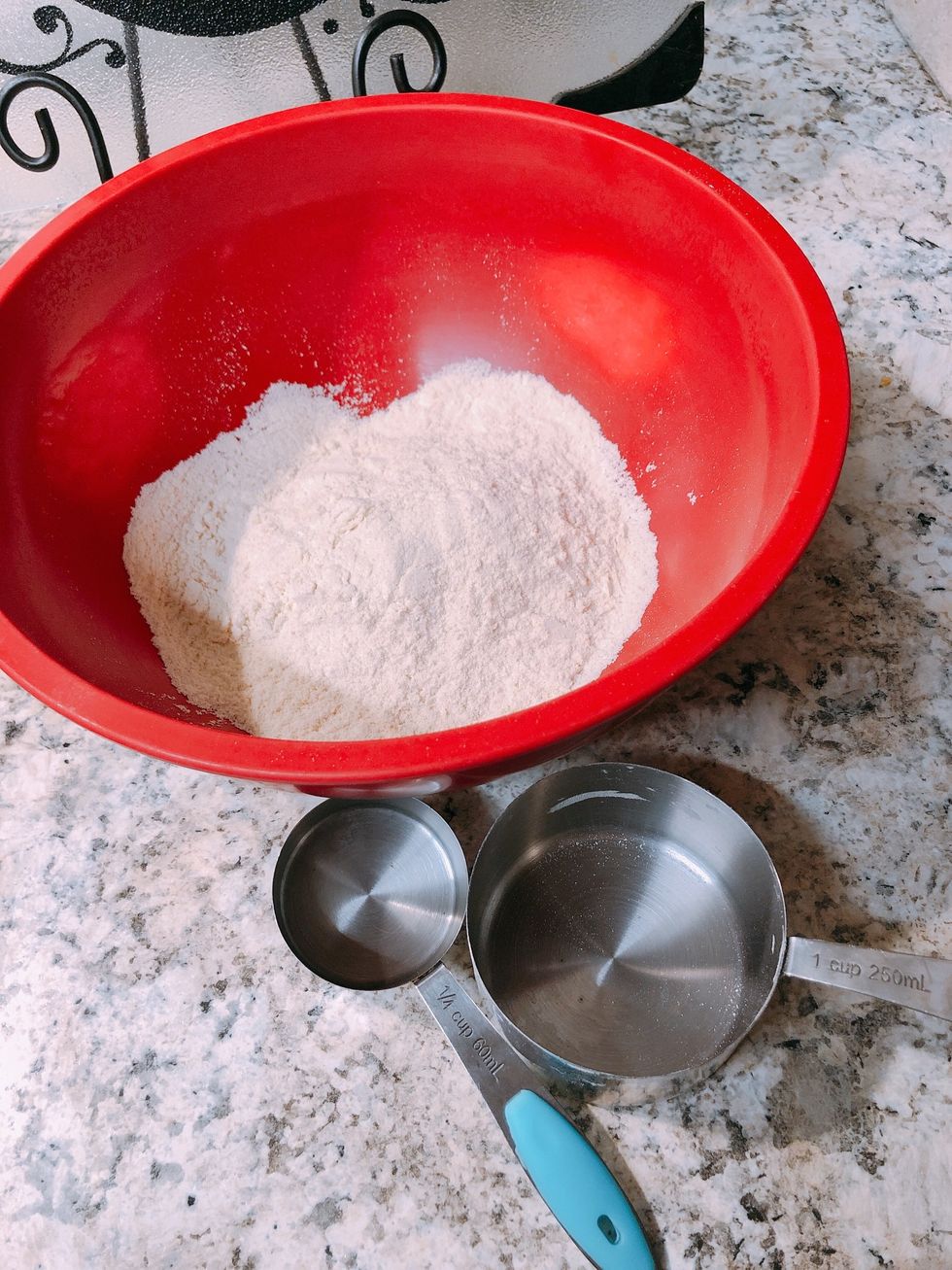 In a bowl mix Maseca and warm water *like when you make tortillas