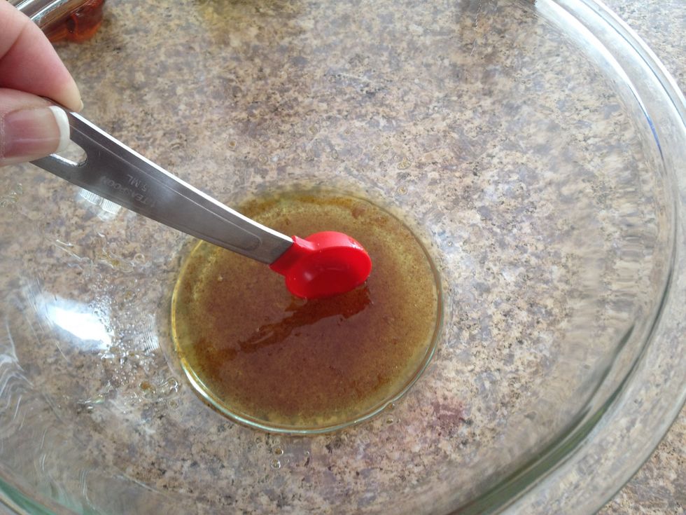 In a bowl, mix together the olive oil, honey, brown sugar, and sea salt.