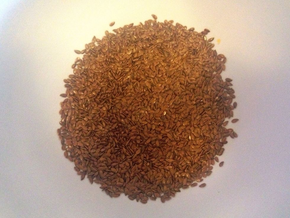 In a bowl pour flax seeds..
