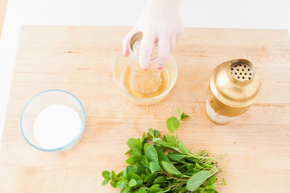 In a bowl wide enough for your glass, add simple syrup or agave. Place the rim of your glass in the bowl and cover with agave. Lift and let excess drip off.