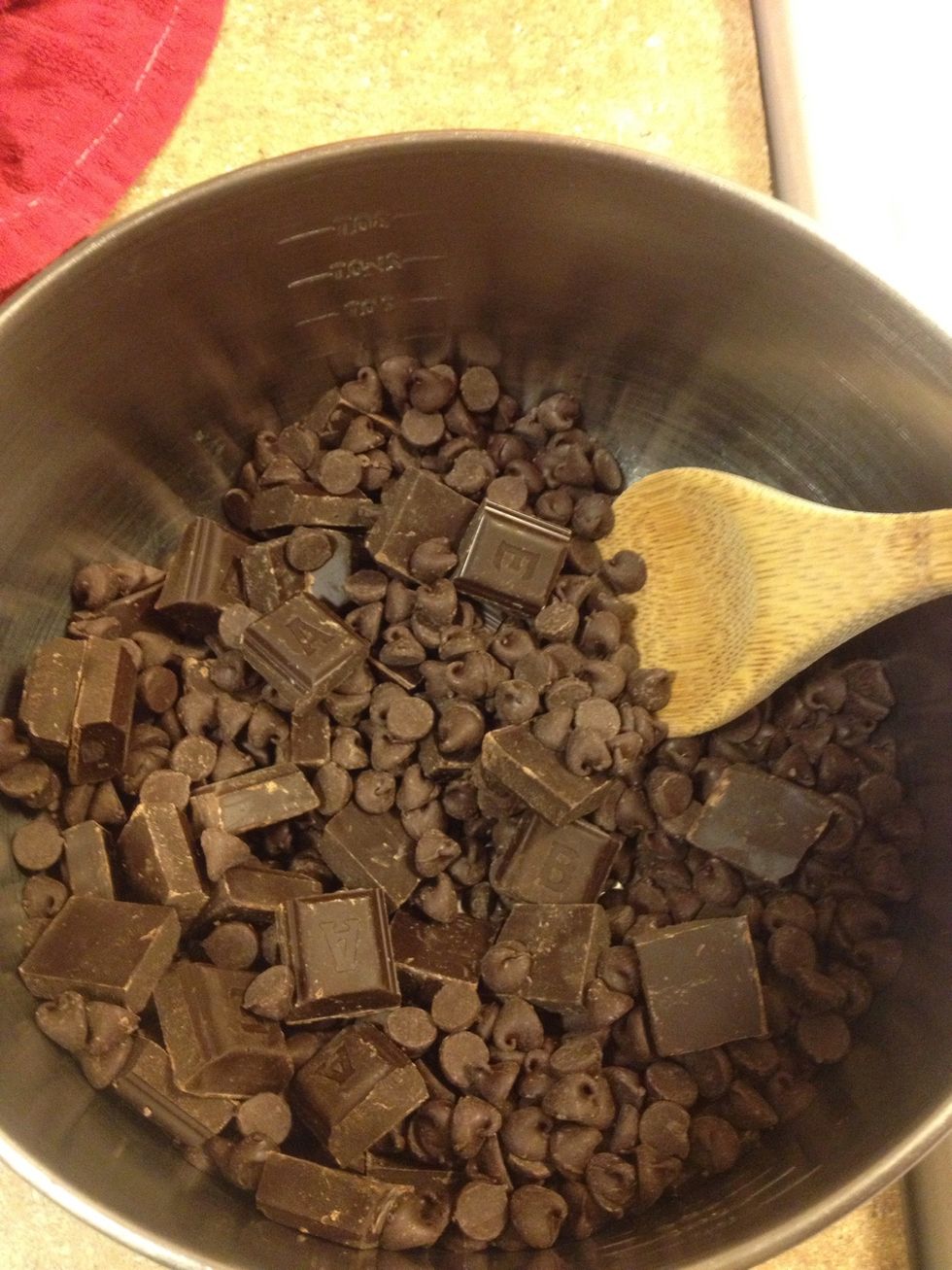 In a bowl with 2 cups semisweet chocolate chips