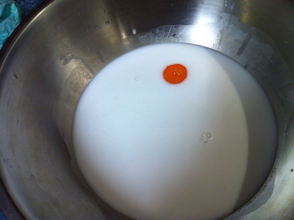 In a clean bowl add coconut milk, sugar, salt & egg.