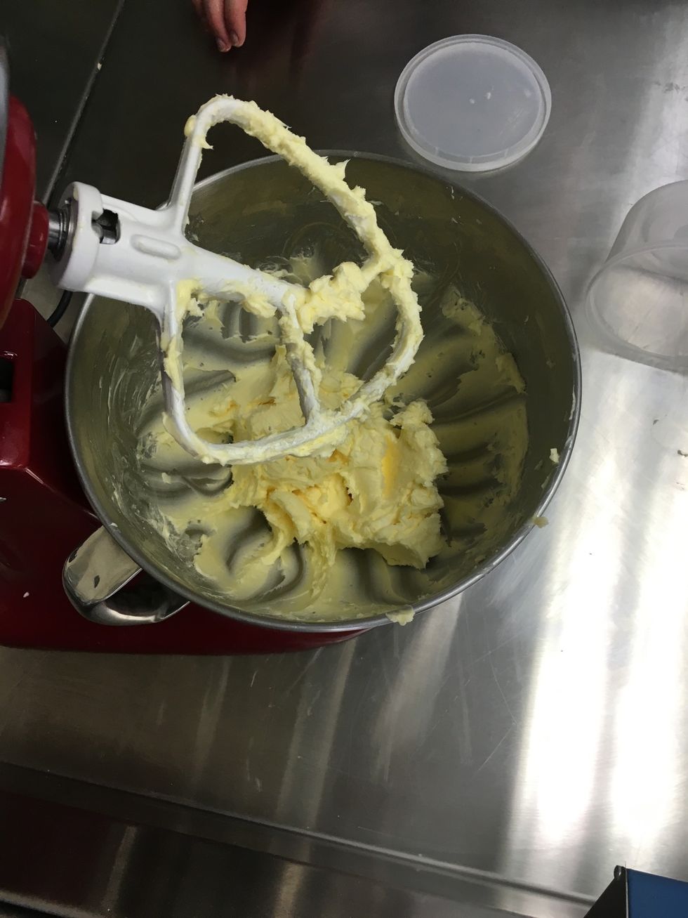 In a clean stand mixer, cream the butter with the flat beater bar until smooth and creamy.