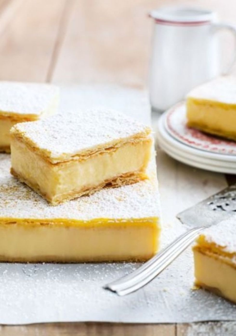 In a cookie cutter spread the mixture on the pastry then another pastry rectangle. Chill it until the vanilla has hardened. Yum!!!!