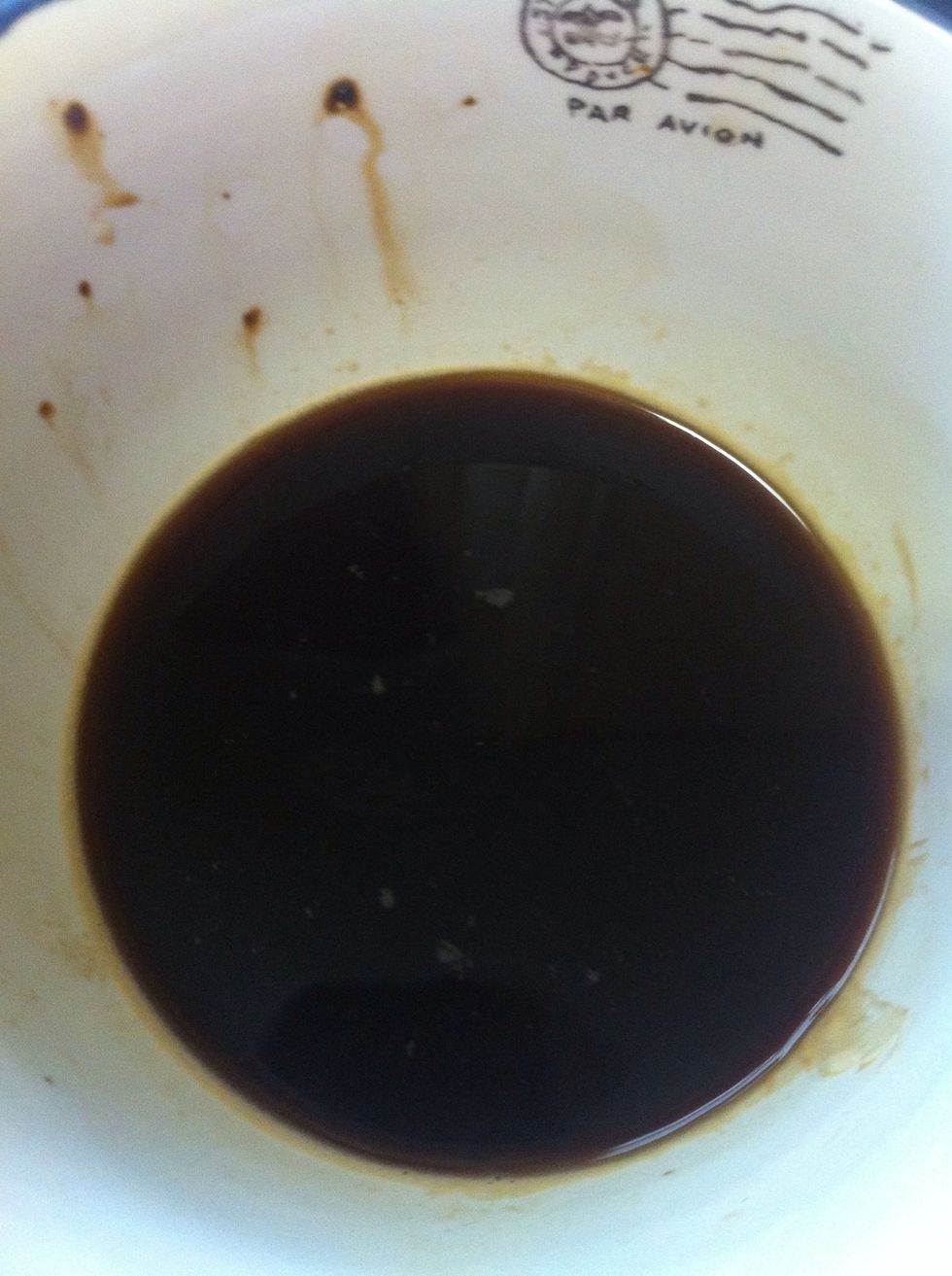 In a cup pour 1/2 cup of water and 1 tablespoon of coffee..... Until coffee has dissolved.