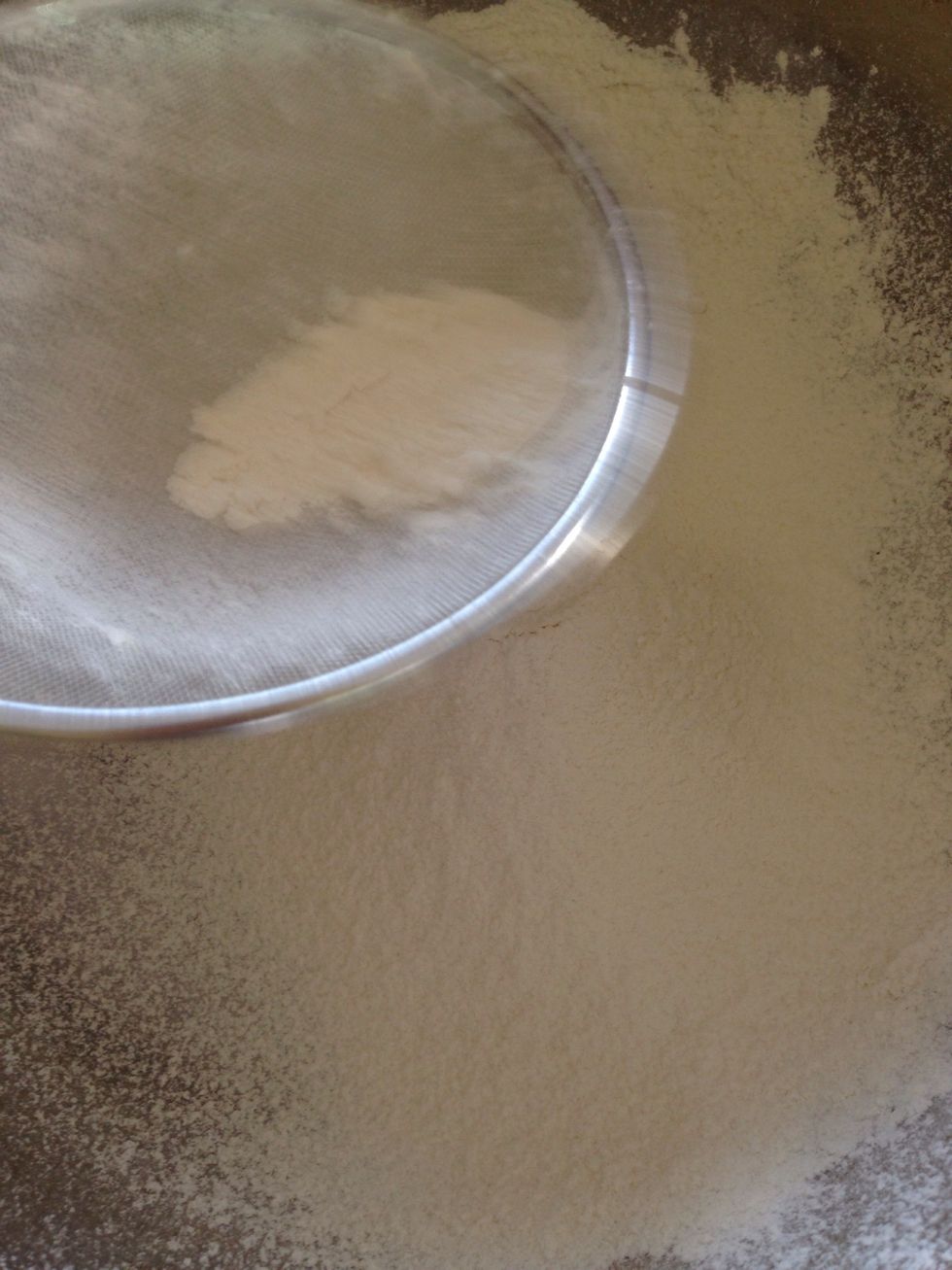 In a different bowl, Sieve 3 and 1/4 cups of flour in a different bowl for the dry ingredient. Add 1/2 teaspoon of salt