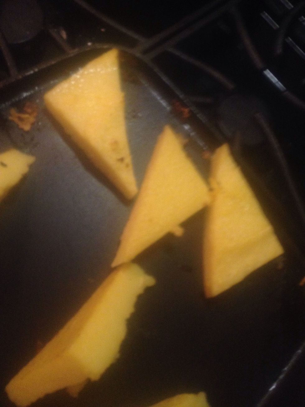 In a different pan cook the polenta , basically until it's hot or whenever you feel its done