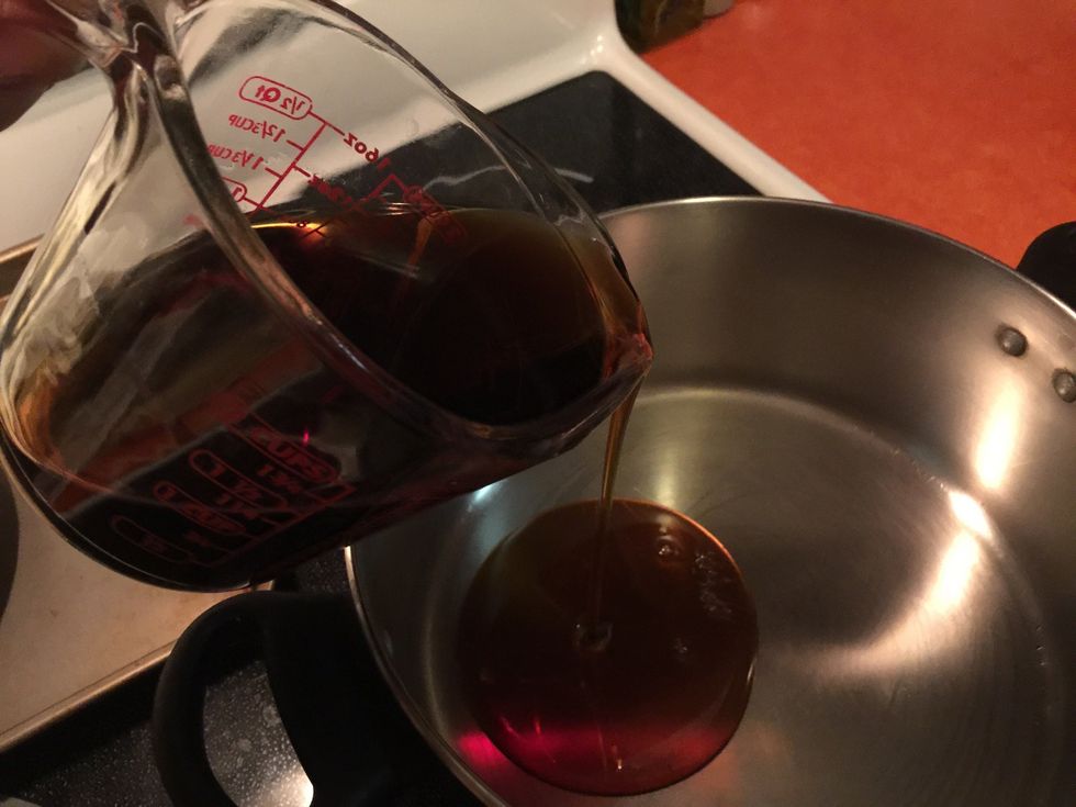 In a heavy sauce pan over medium heat, bring maple syrup to a gentle boil and cook, reducing the heat if necessary, for 5 minutes