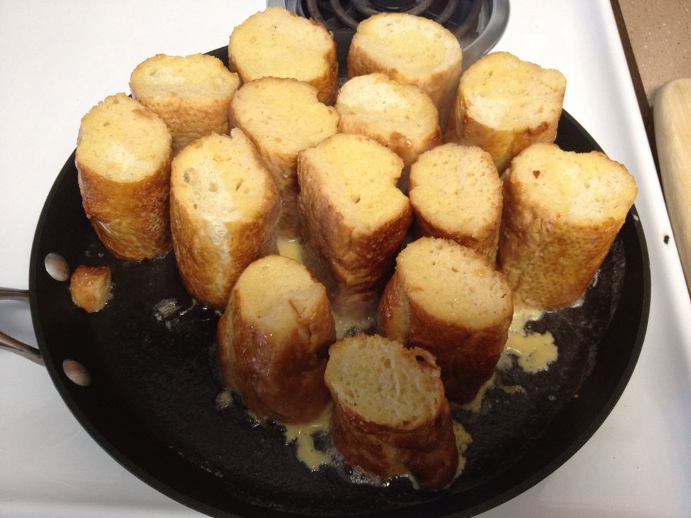 In a hot skillet with butter, brown both sides.