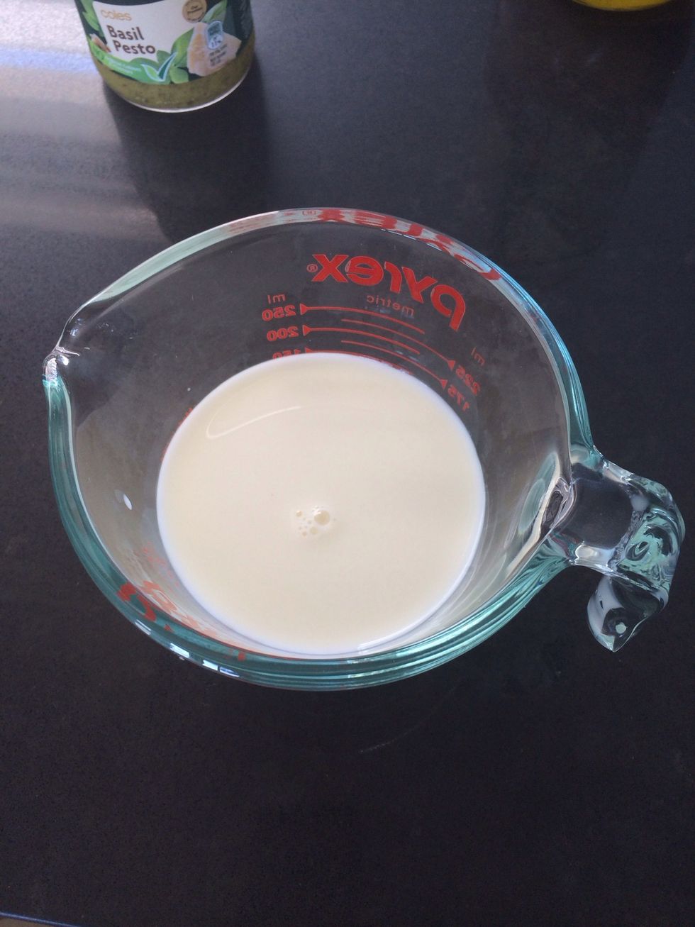 In a jug add milk,