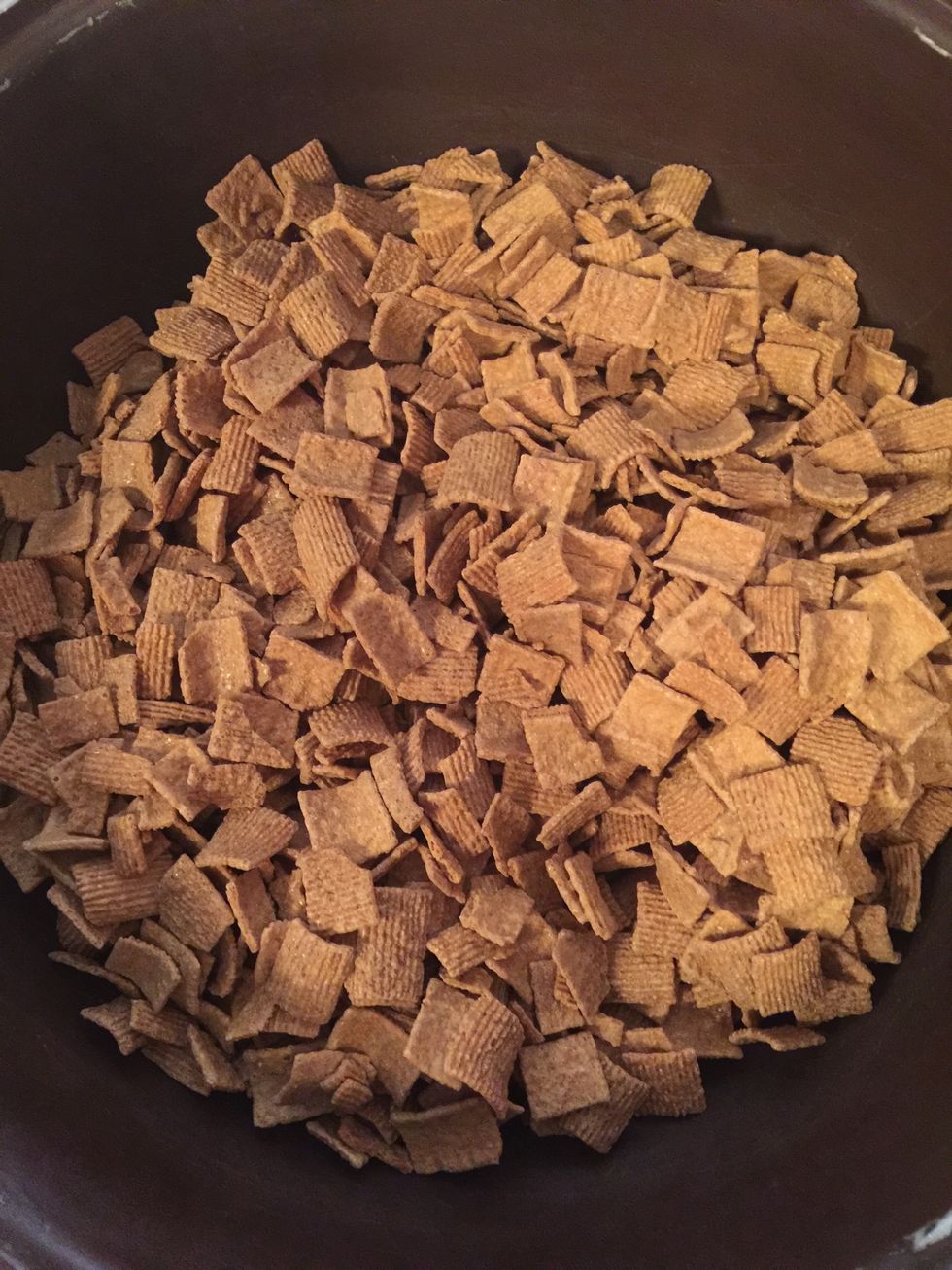 In a large bowl add both cereals