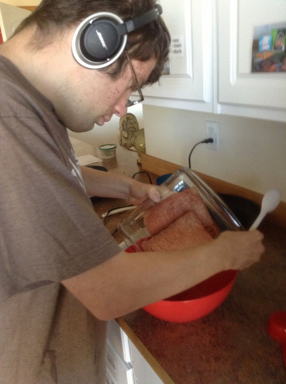 In a large bowl add turkey burger.