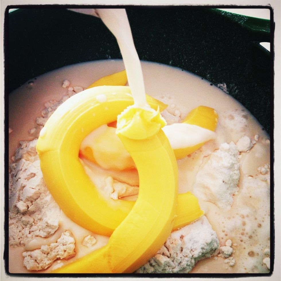 In a large bowl, blend together the flour, baking powder, salt, vegetable shortening (or you can use ghee also), and milk (not necessary warm). Knead the dough by hand for about 5 mnt.
