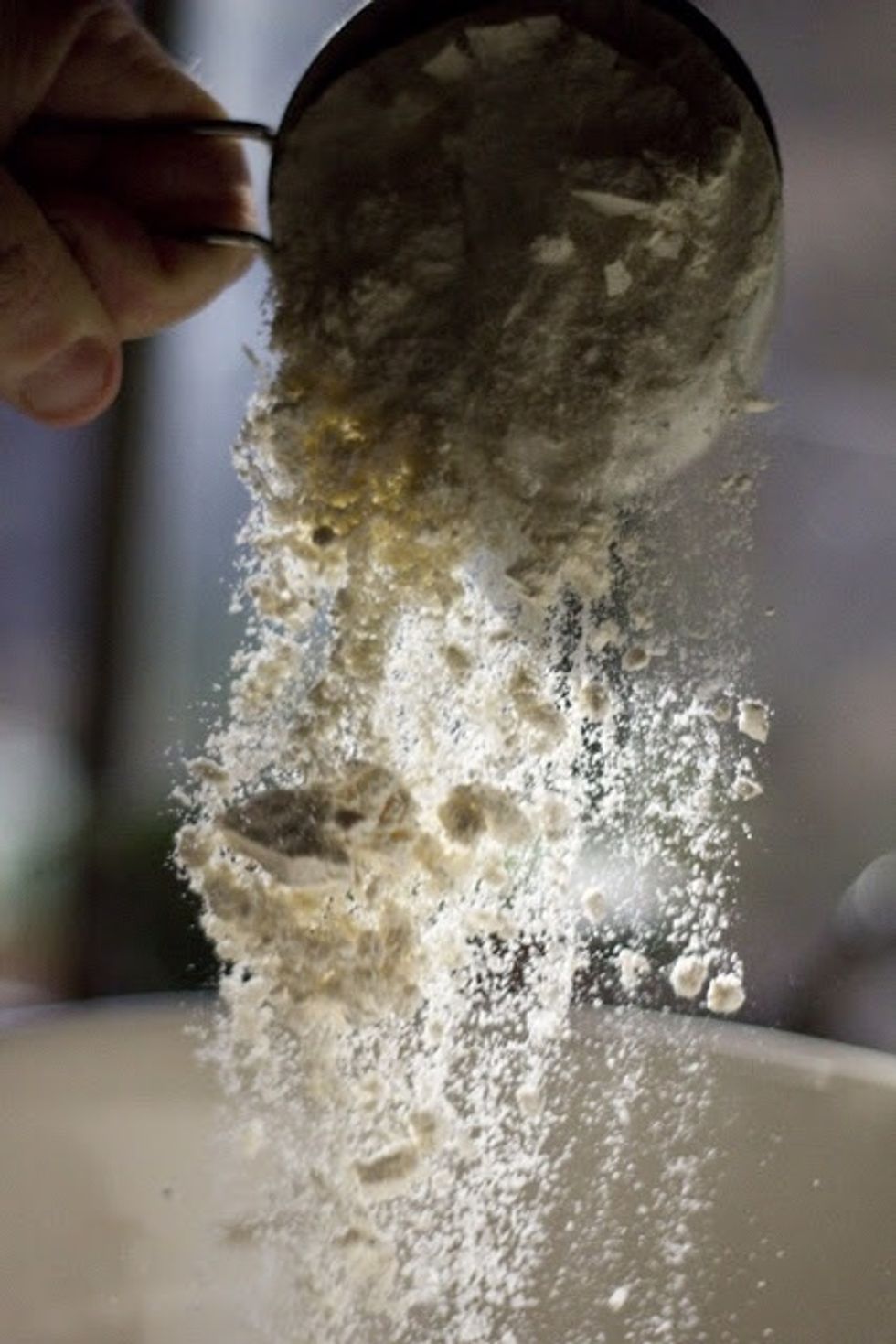 In a large bowl mix together:  3 cups of bread flour
