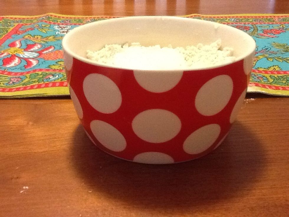 In a large bowl mix two cups of flour