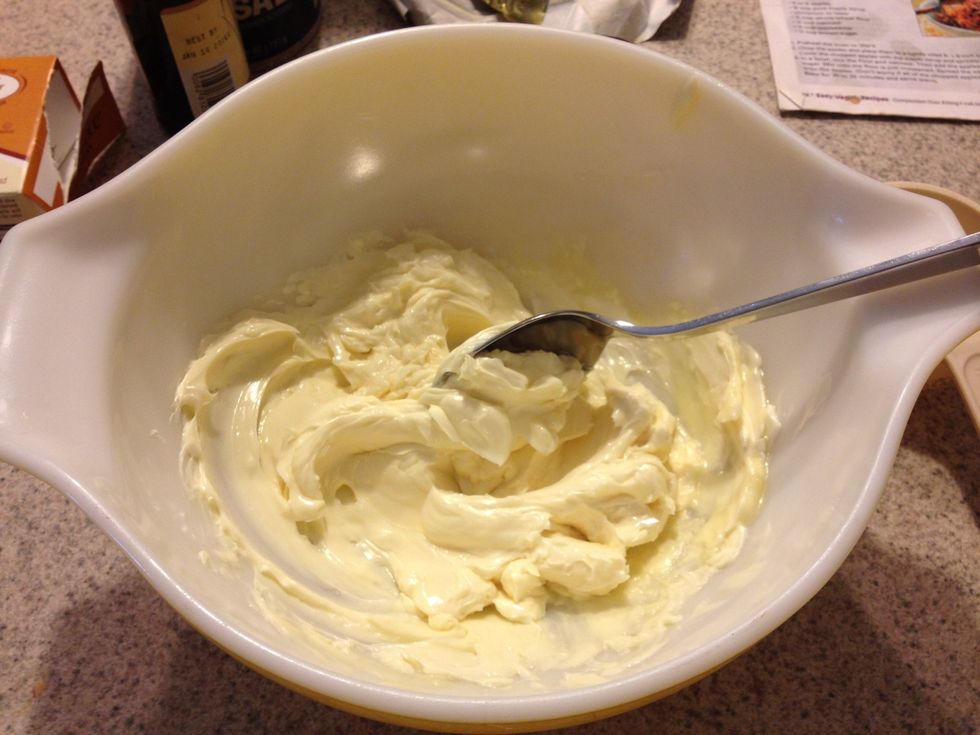 In a large bowl soften 1 cup margarine ( I put in microwave for 30 seconds).