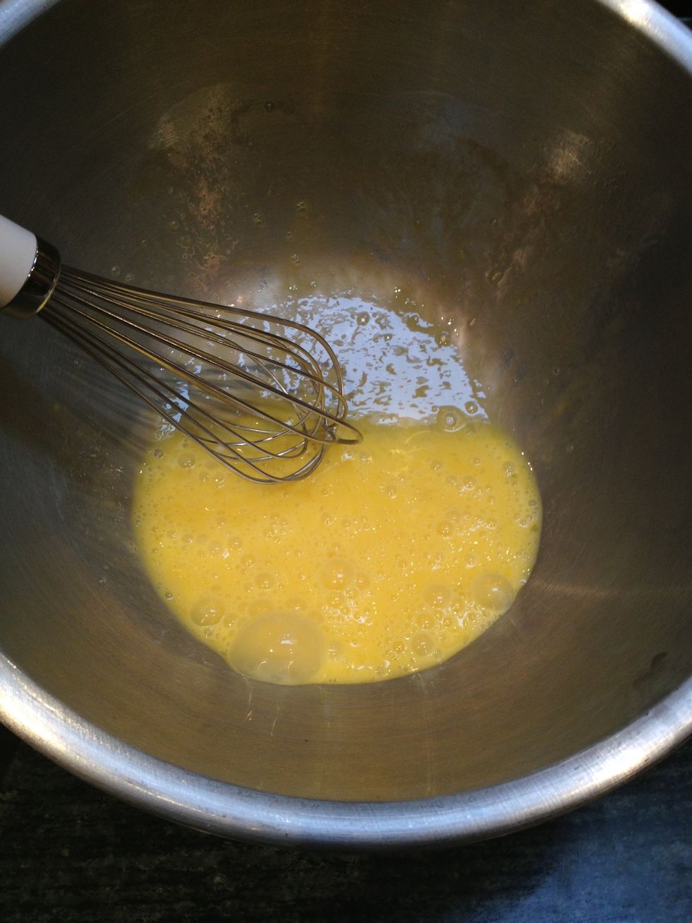 In a large bowl, whisk all 3 eggs lightly to break up the yolk.