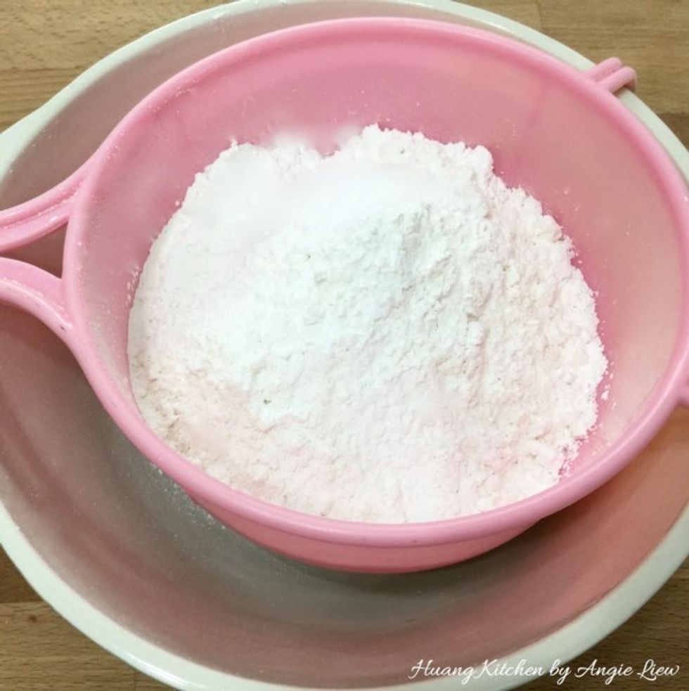 In a large mixing bowl, SIFT these DRY ingredients together and set aside.