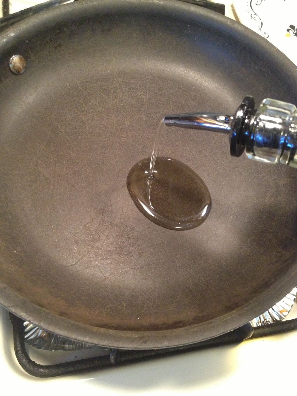 In a large pan over high medium high heat. Add the oil