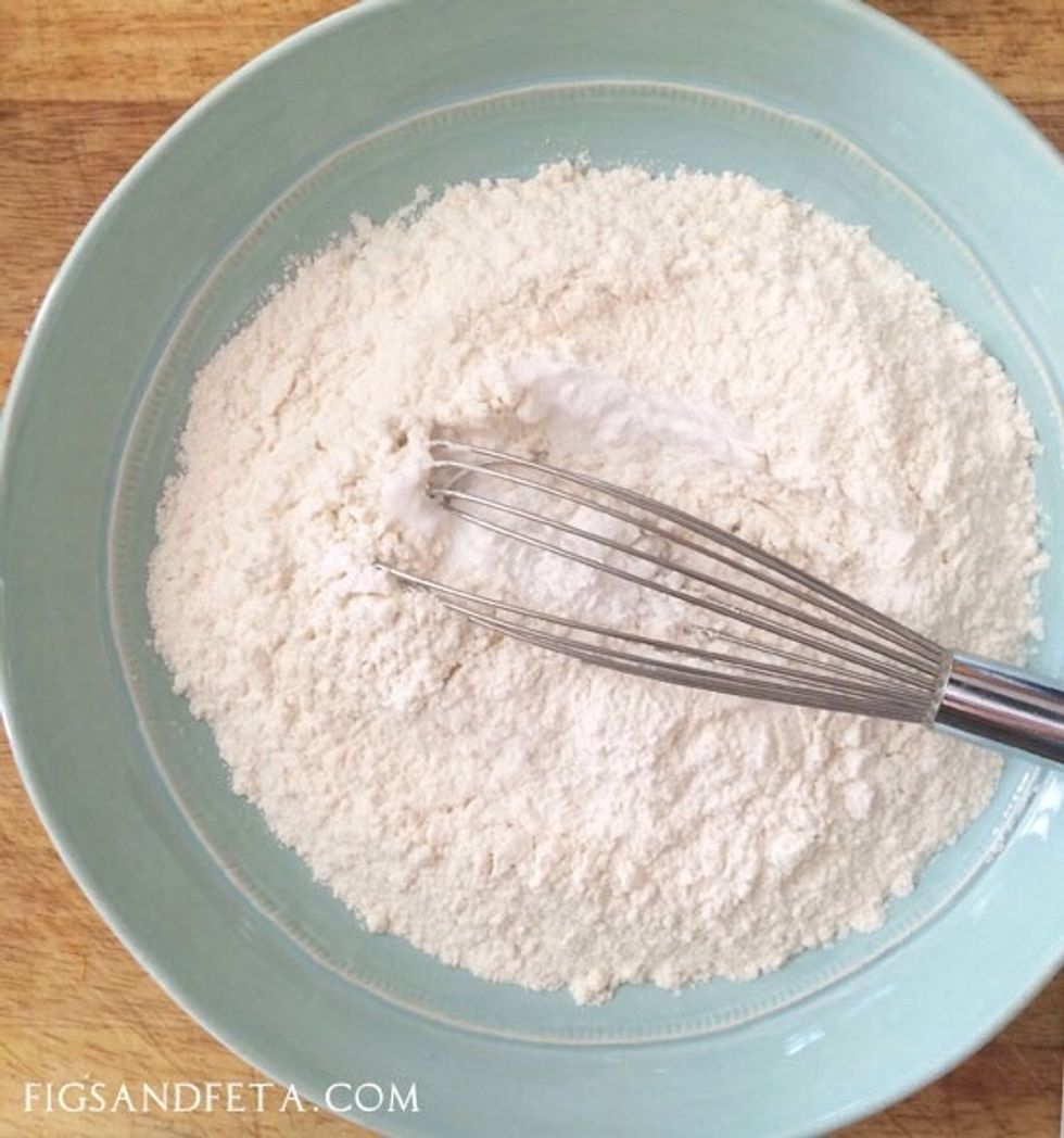 In a medium bowl, combine flour, salt, and baking soda. To reduce clumpiness, sift through a sifter or sieve. Gently mix these together, then set the bowl aside.