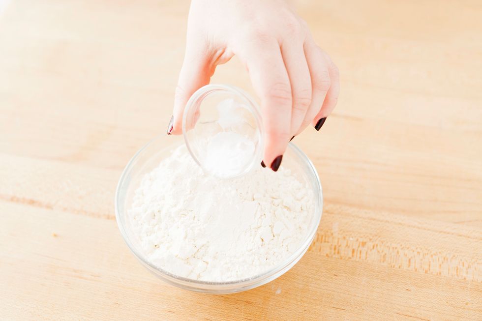 In a medium bowl, mix together flour and salt.