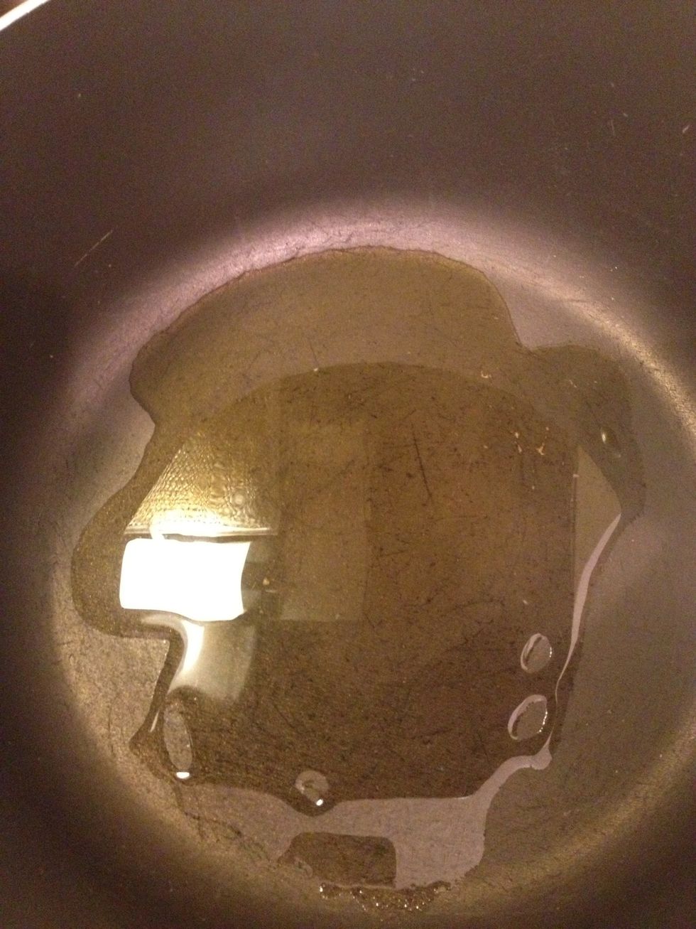 In a medium pot, heat some oil on medium high heat.