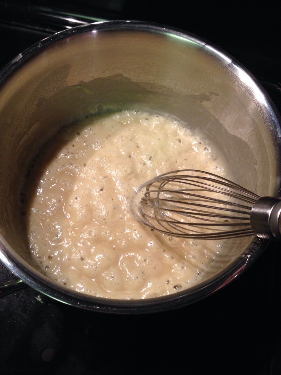 In a medium sauce pan, melt butter and sprinkle in flour. Whisk together over medium low heat, cooking for 5 minutes (whisking constantly). Do not let it burn!