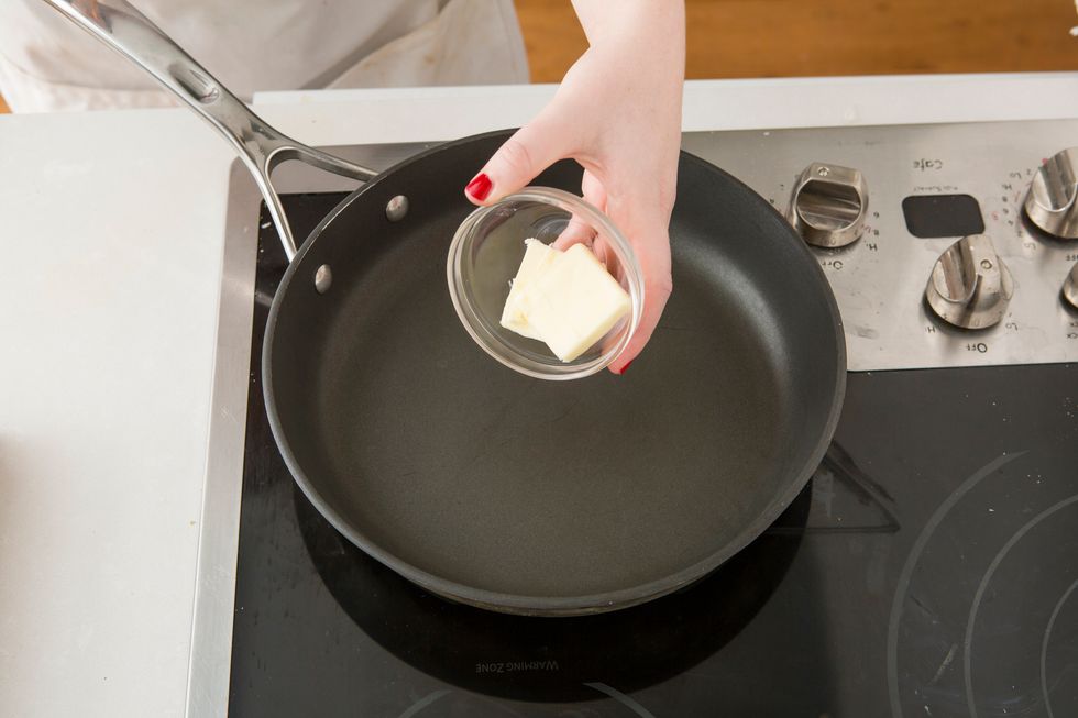 In a medium size pan, combine butter on medium-high.