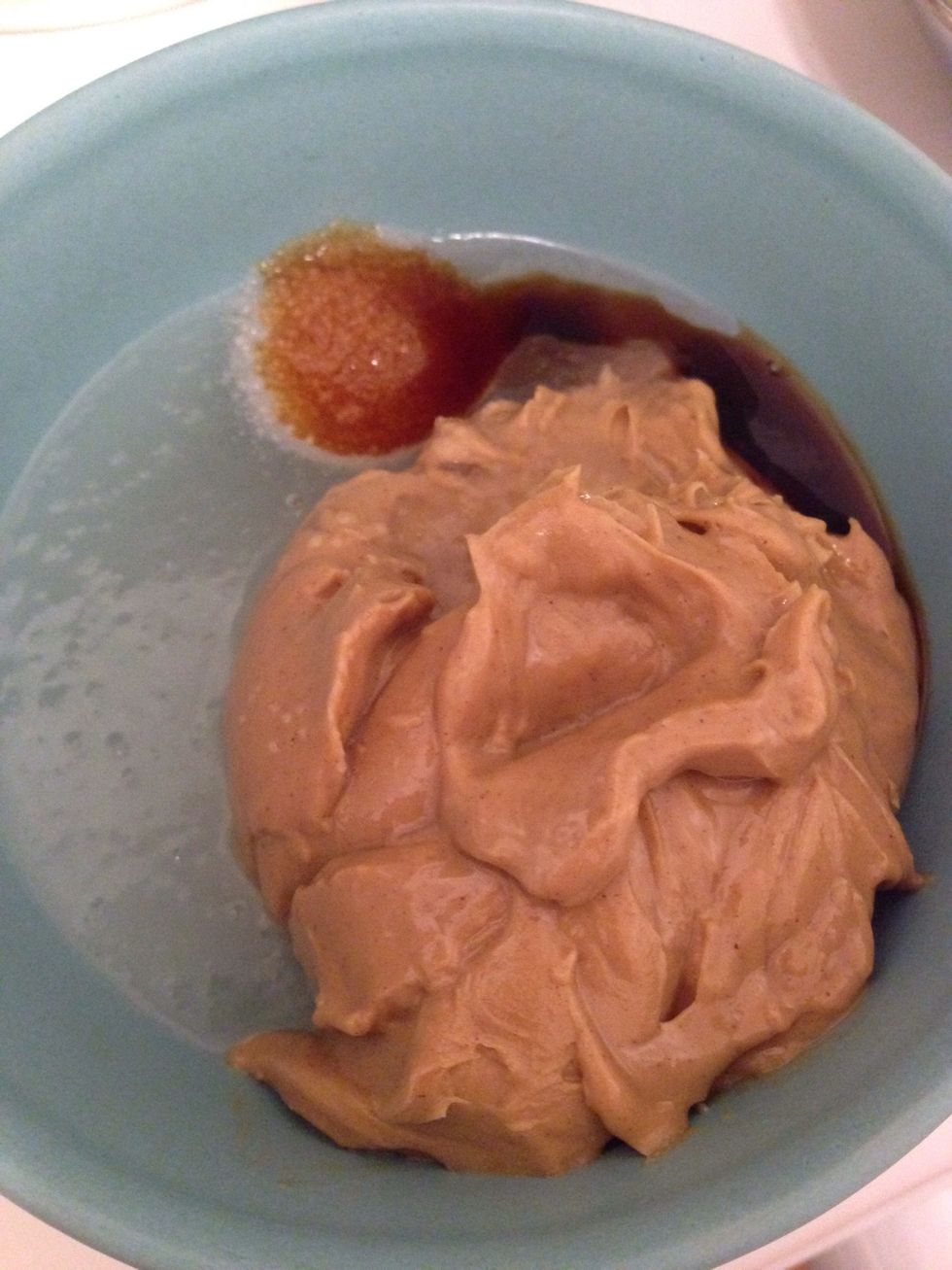 In a microwave-safe bowl, combine second half of ingredients- peanut butter, coconut oil, and vanilla extract. Microwave until mixture is smooth.
